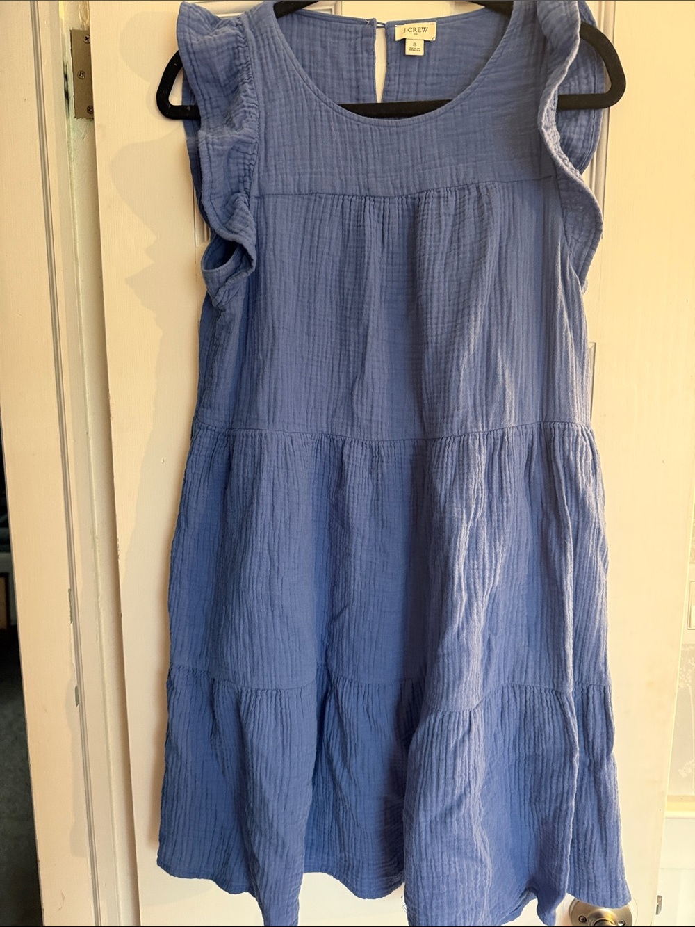 J. Crew Periwinkle Tiered Ruffle Sleeve Casual Dress